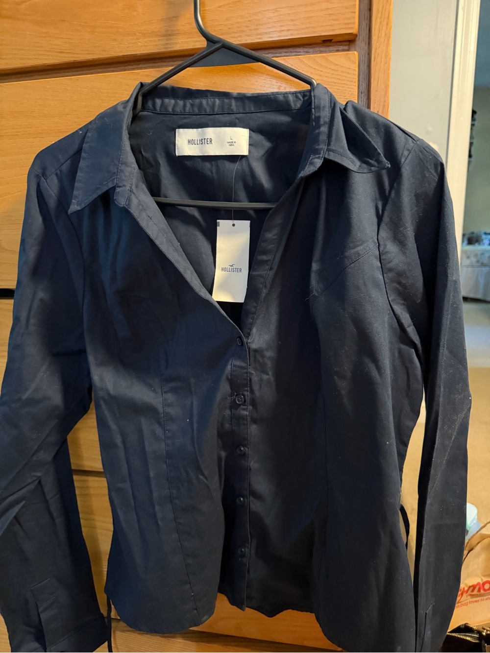 Hollister Dark Navy Long-Sleeve Button-Up Shirt